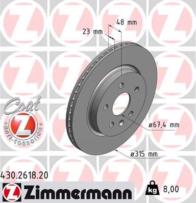 Zimmermann 430.2618.20 - Bremžu diski ps1.lv