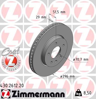 Zimmermann 430.2612.20 - Bremžu diski ps1.lv