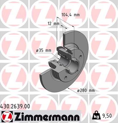 Zimmermann 430.2639.00 - Bremžu diski ps1.lv