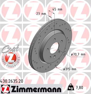 Zimmermann 430.2635.20 - Bremžu diski ps1.lv