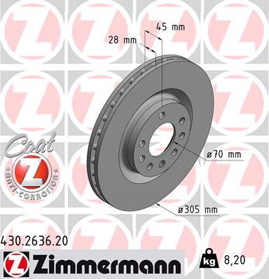 Zimmermann 430.2636.20 - Bremžu diski ps1.lv