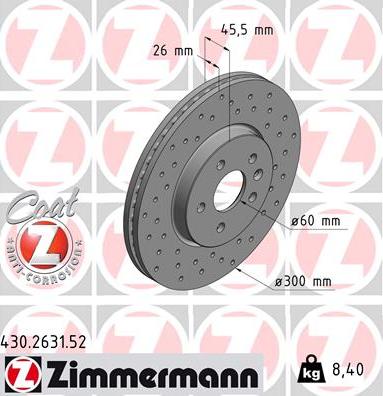 Zimmermann 430.2631.52 - Bremžu diski ps1.lv