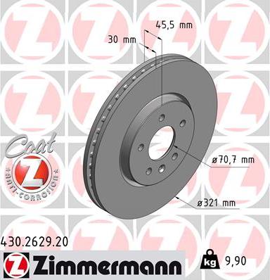 Zimmermann 430.2629.20 - Bremžu diski ps1.lv