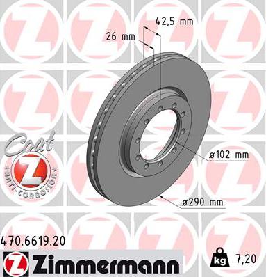 Zimmermann 470.6619.20 - Bremžu diski ps1.lv