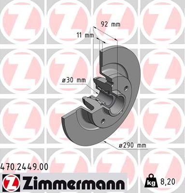 Zimmermann 470.2449.00 - Bremžu diski ps1.lv