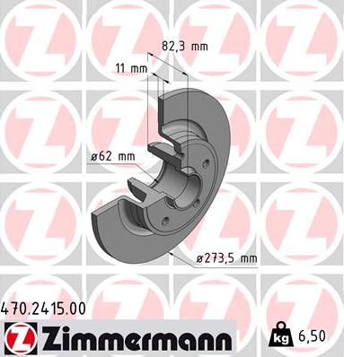 Zimmermann 470.2415.00 - Bremžu diski ps1.lv