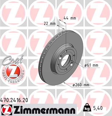 Zimmermann 470.2416.20 - Bremžu diski ps1.lv