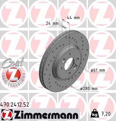 Zimmermann 470.2412.52 - Bremžu diski ps1.lv