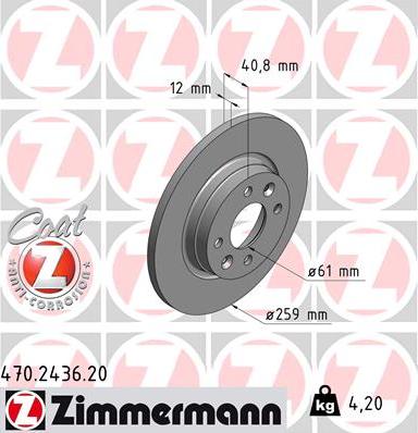 Zimmermann 470.2436.20 - Bremžu diski ps1.lv