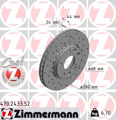 Zimmermann 470.2433.52 - Bremžu diski ps1.lv