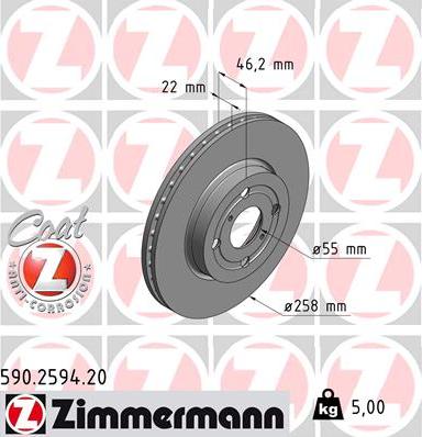 Zimmermann 590.2594.20 - Bremžu diski ps1.lv