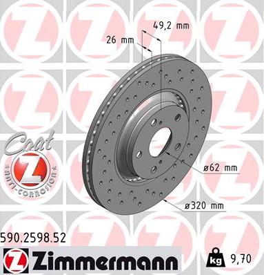 Zimmermann 590.2598.52 - Bremžu diski ps1.lv