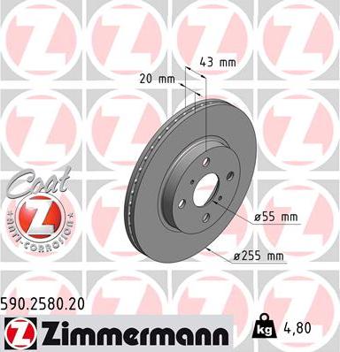 Zimmermann 590.2580.20 - Bremžu diski ps1.lv