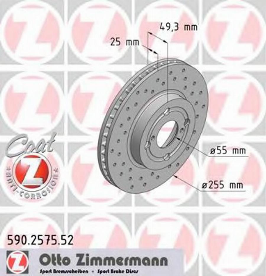 Zimmermann 590.2575.52 - Bremžu diski ps1.lv