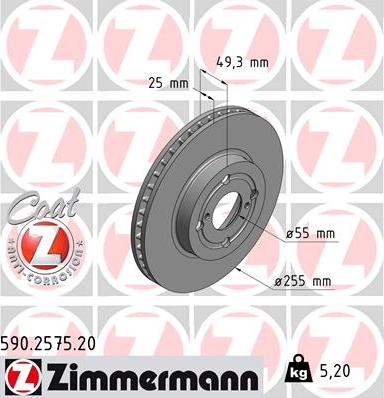 Zimmermann 590.2575.20 - Bremžu diski ps1.lv