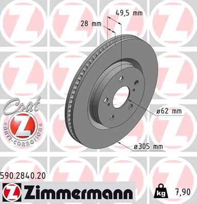 Zimmermann 590.2840.20 - Bremžu diski ps1.lv