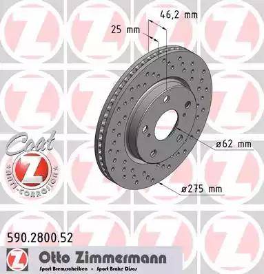 Zimmermann 590.2800.52 - Bremžu diski ps1.lv