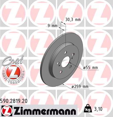 Zimmermann 590.2819.20 - Bremžu diski ps1.lv