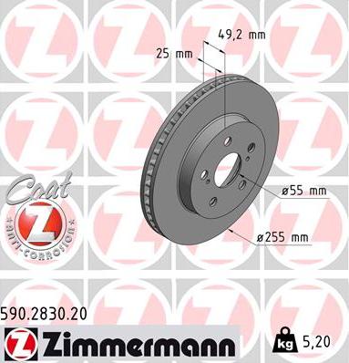 Zimmermann 590.2830.20 - Bremžu diski ps1.lv