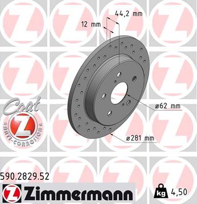 Zimmermann 590.2829.52 - Bremžu diski ps1.lv