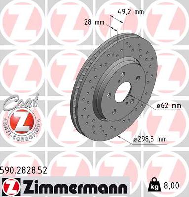 Zimmermann 590.2828.52 - Bremžu diski ps1.lv