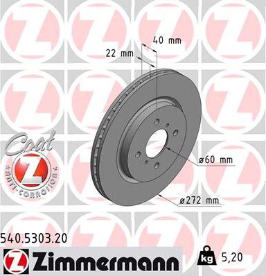 Zimmermann 540.5303.20 - Bremžu diski ps1.lv