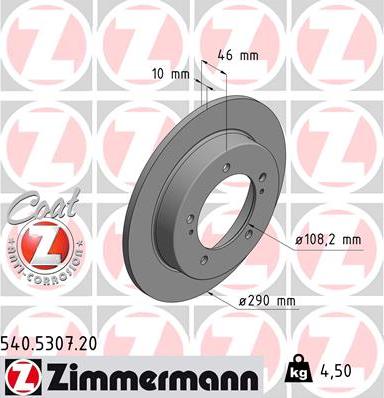 Zimmermann 540.5307.20 - Bremžu diski ps1.lv