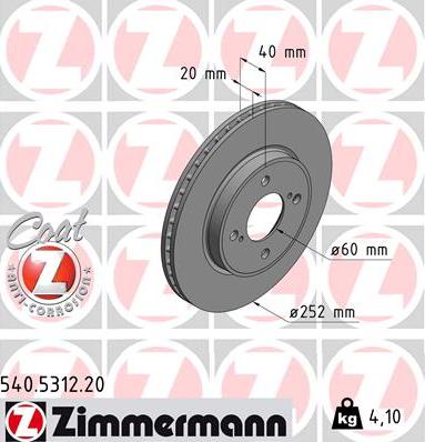 Zimmermann 540.5312.20 - Bremžu diski ps1.lv