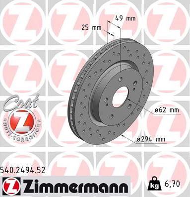 Zimmermann 540.2494.52 - Bremžu diski ps1.lv