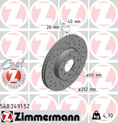 Zimmermann 540.2491.52 - Bremžu diski ps1.lv