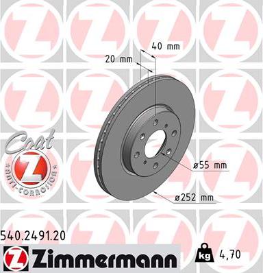 Zimmermann 540.2491.20 - Bremžu diski ps1.lv