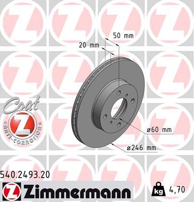 Zimmermann 540.2493.20 - Bremžu diski ps1.lv