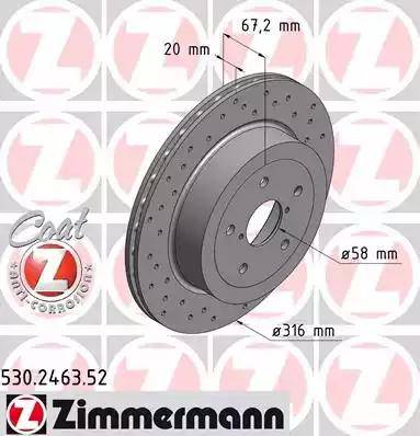 Zimmermann 530.2463.52 - Bremžu diski ps1.lv