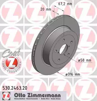 Zimmermann 530.2463.20 - Bremžu diski ps1.lv