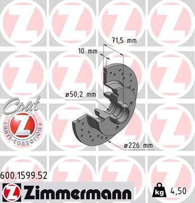 Zimmermann 600.1599.52 - Bremžu diski ps1.lv