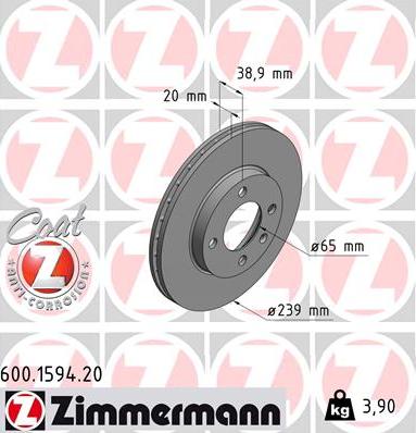 Zimmermann 600.1594.20 - Bremžu diski ps1.lv