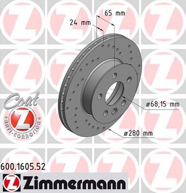 Zimmermann 600.1605.52 - Bremžu diski ps1.lv