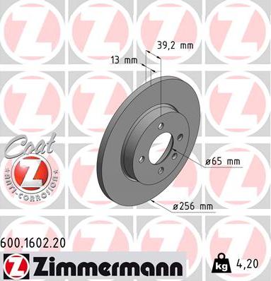 Zimmermann 600.1602.20 - Bremžu diski ps1.lv