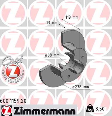 Zimmermann 600.1159.20 - Bremžu diski ps1.lv