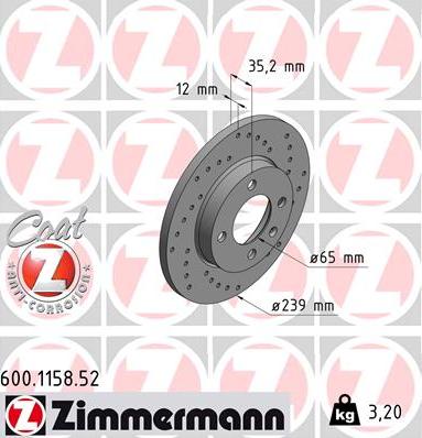 Zimmermann 600.1158.52 - Bremžu diski ps1.lv