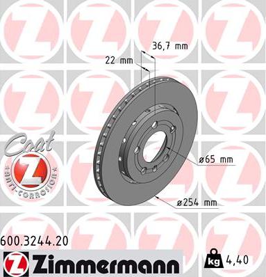 Zimmermann 600.3244.20 - Bremžu diski ps1.lv