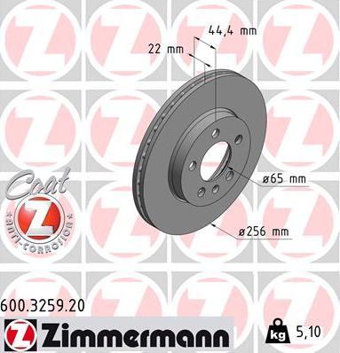 Zimmermann 600.3259.20 - Bremžu diski ps1.lv