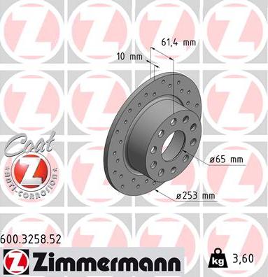 Zimmermann 600.3258.52 - Bremžu diski ps1.lv