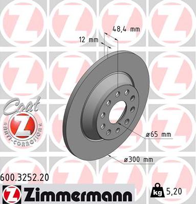 Zimmermann 600.3252.20 - Bremžu diski ps1.lv