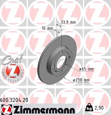 Zimmermann 600.3204.20 - Bremžu diski ps1.lv