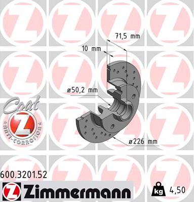 Zimmermann 600.3201.52 - Bremžu diski ps1.lv