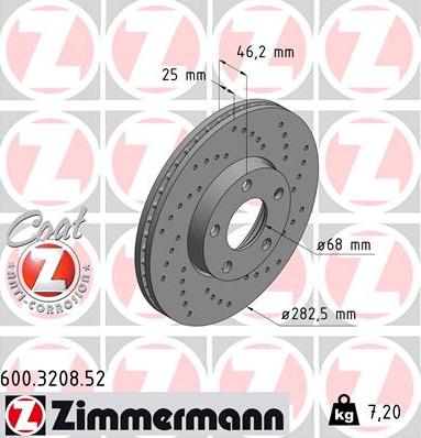 Zimmermann 600.3208.52 - Bremžu diski ps1.lv