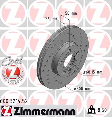 Zimmermann 600.3214.52 - Bremžu diski ps1.lv