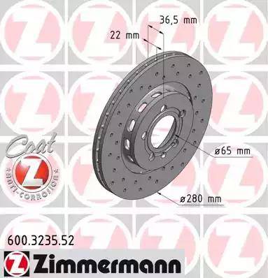 Zimmermann 600.3235.52 - Bremžu diski ps1.lv