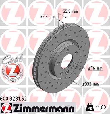 Zimmermann 600.3231.52 - Bremžu diski ps1.lv